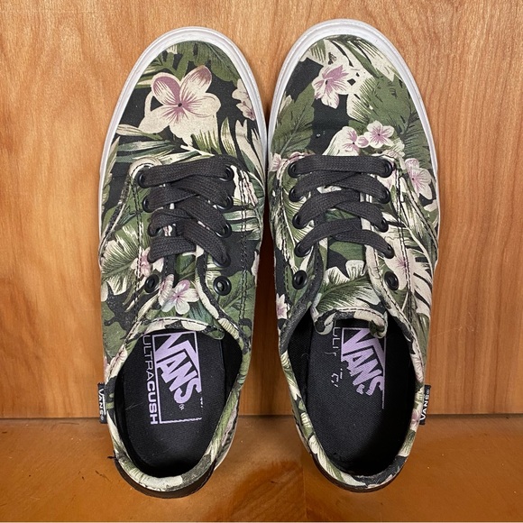 Womens 6.5 Vans Off The Wall Floral Sneakers Green White SEF1145 - Picture 5 of 8